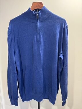 Jos. A. Bank Men’s Royal 100% Blue Pima Cotton Quarter-Zip Sweater (Size XLT)